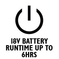 18v battery runtime up to 6hrs