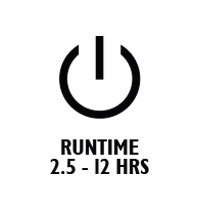 Runtime 2.5 to 12 hrs